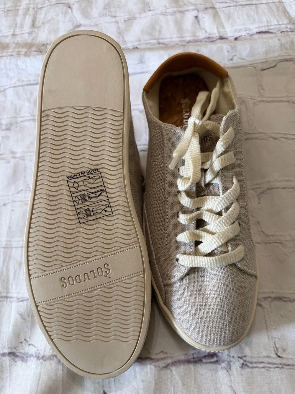 Soludos Women's Ibiza Linen Casual Sneakers - Light Gray Size 7.5 New